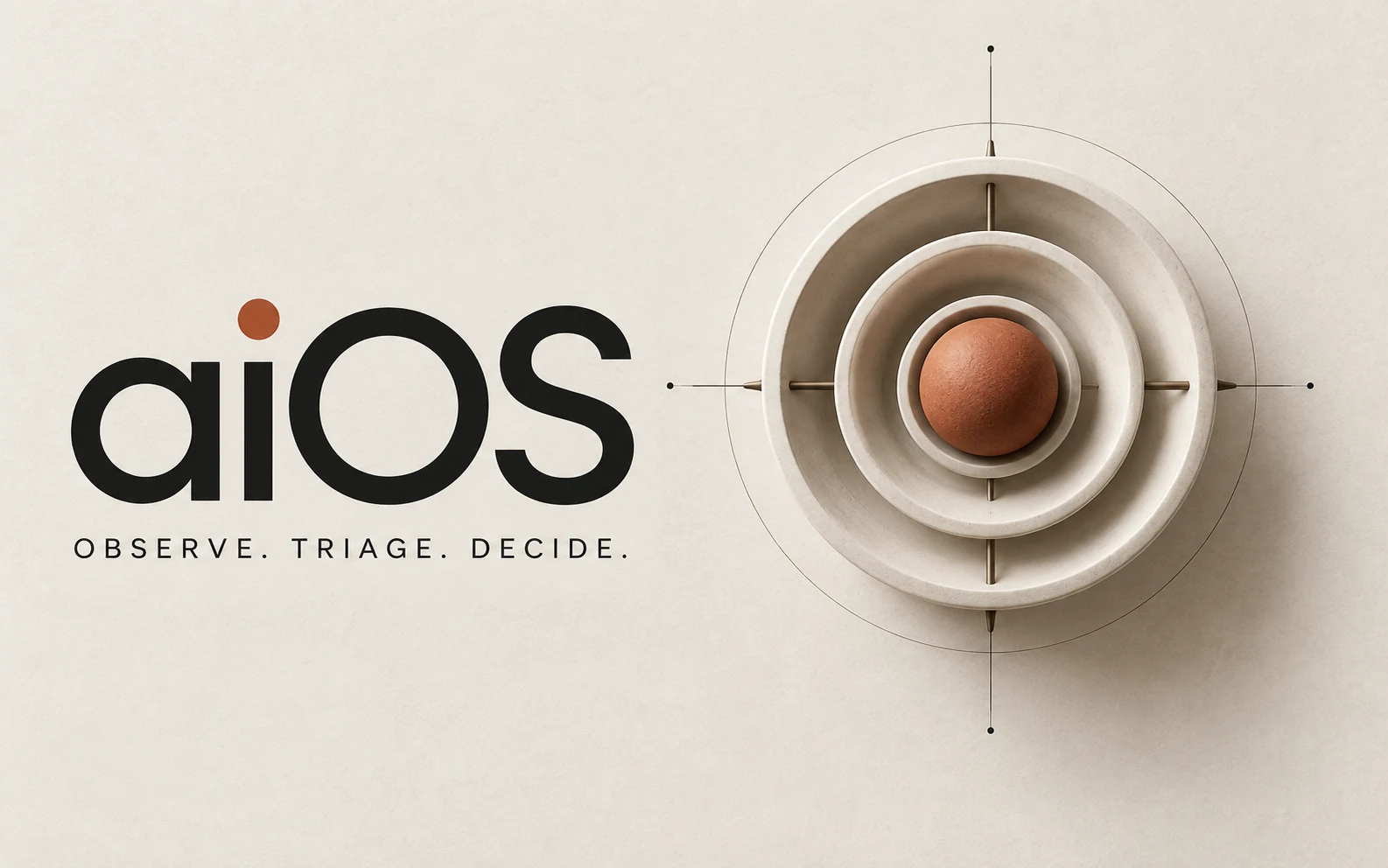 aiOS cover: ivory observation rings around a terracotta core