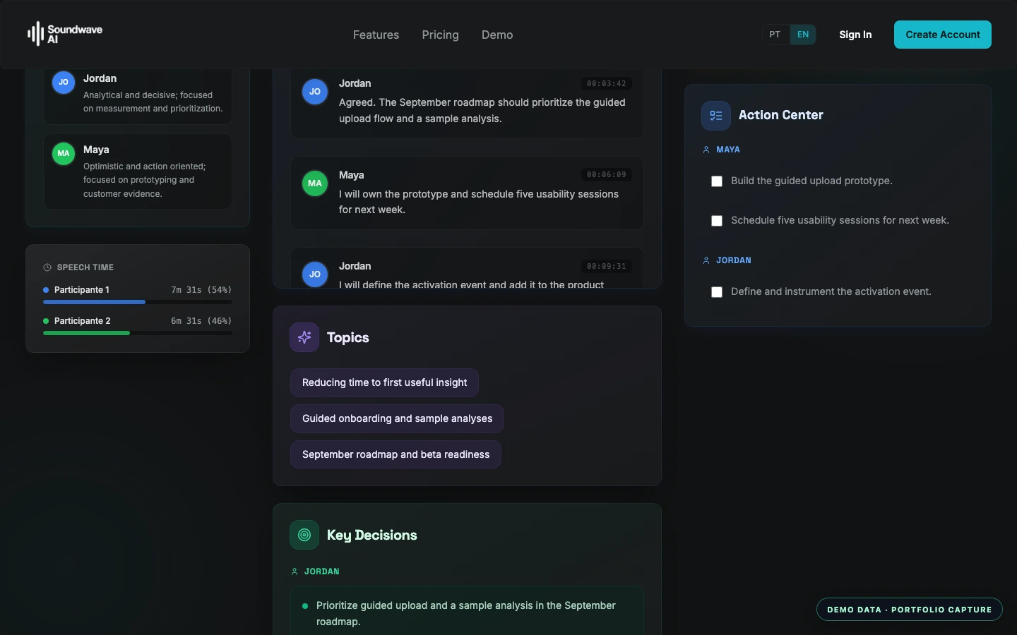 SoundWave structured audio analysis screen