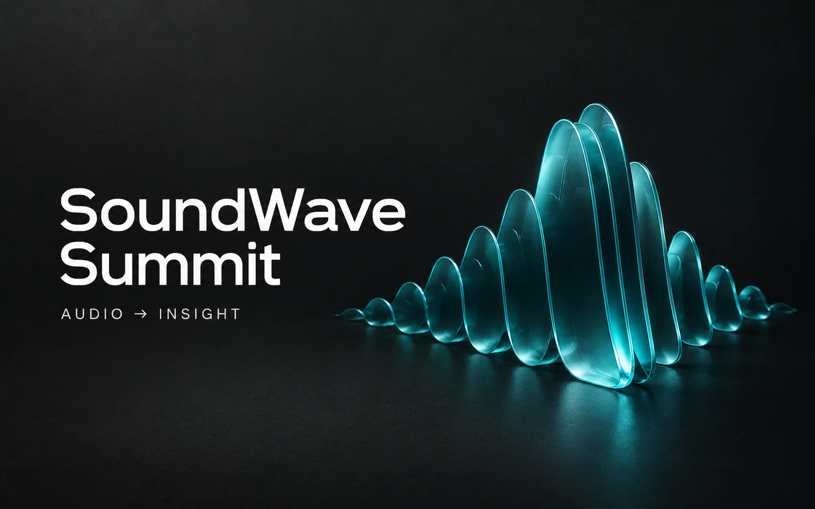 SoundWave Summit cover: a sculptural cyan sound wave on charcoal
